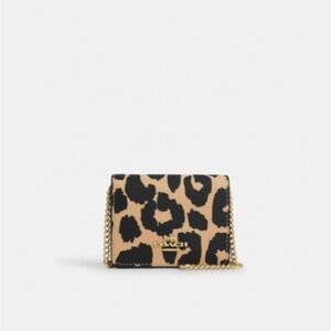 Coach Mini Wallet On a Chain with Leopard Print